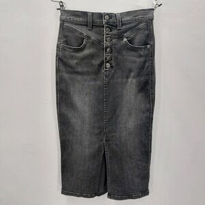 Veronica Beard Jeans Midi Skirt Women's Size 4 Washed Onyx Black Denim Edgy